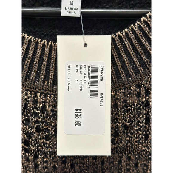 NEW Evereve Womens Size Medium Atlas Pullover Open Knit Copper Sweater $108 - Picture 7 of 8